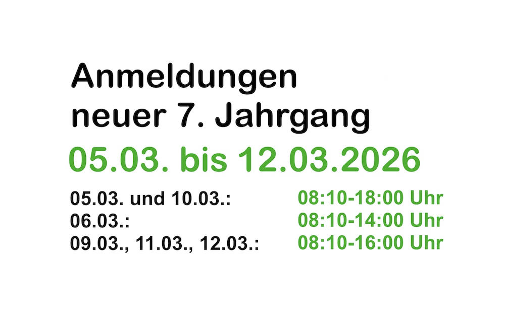 Anmeldung neuer 7. Jahrgang